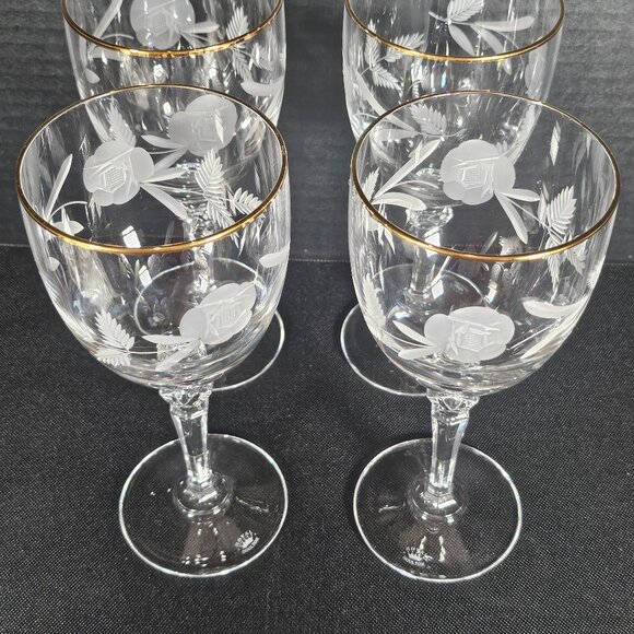 Royal Doulton Country Rose Gold Rim Crystal Tea Wine And Water Stemmed Glassware - Picture 10 of 12